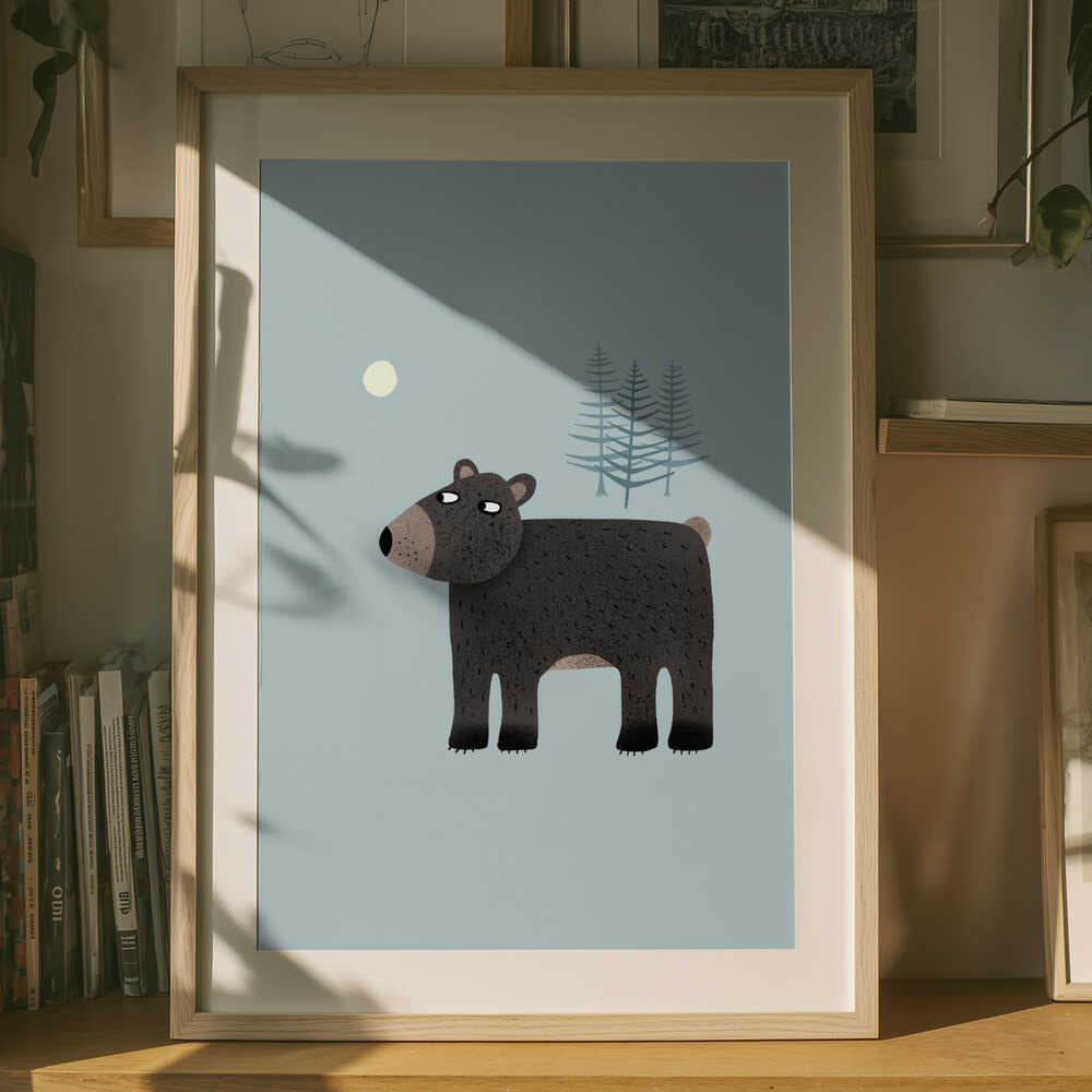 Quiet Forest Bear Minimalist Metal Wall Art