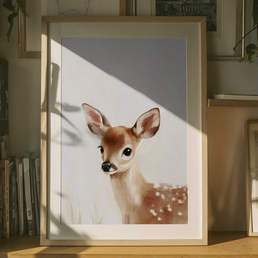Soft Beginnings – Minimalist Fawn Metal Wall Art