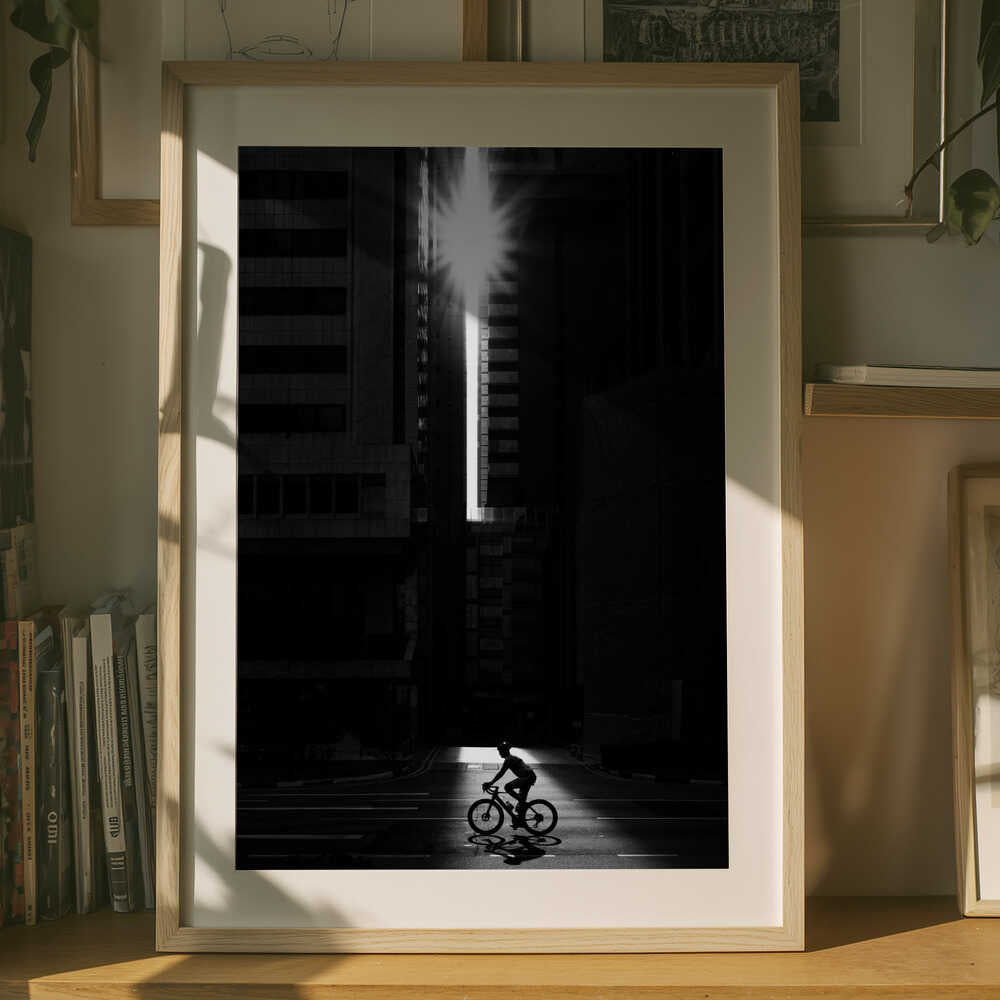 Urban Light Cyclist Black and White Metal Wall Art