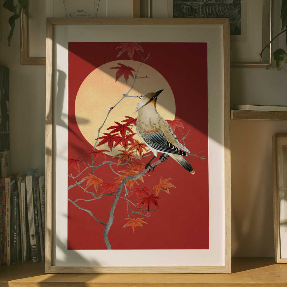 Autumn Perch – Japanese-Inspired Bird Metal  Wall Art