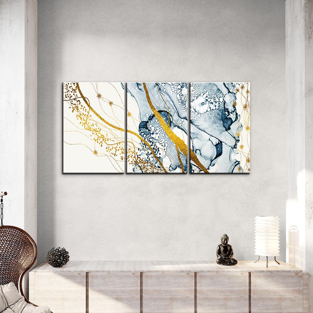 Gilded Marbled Elegance - 3Panel.