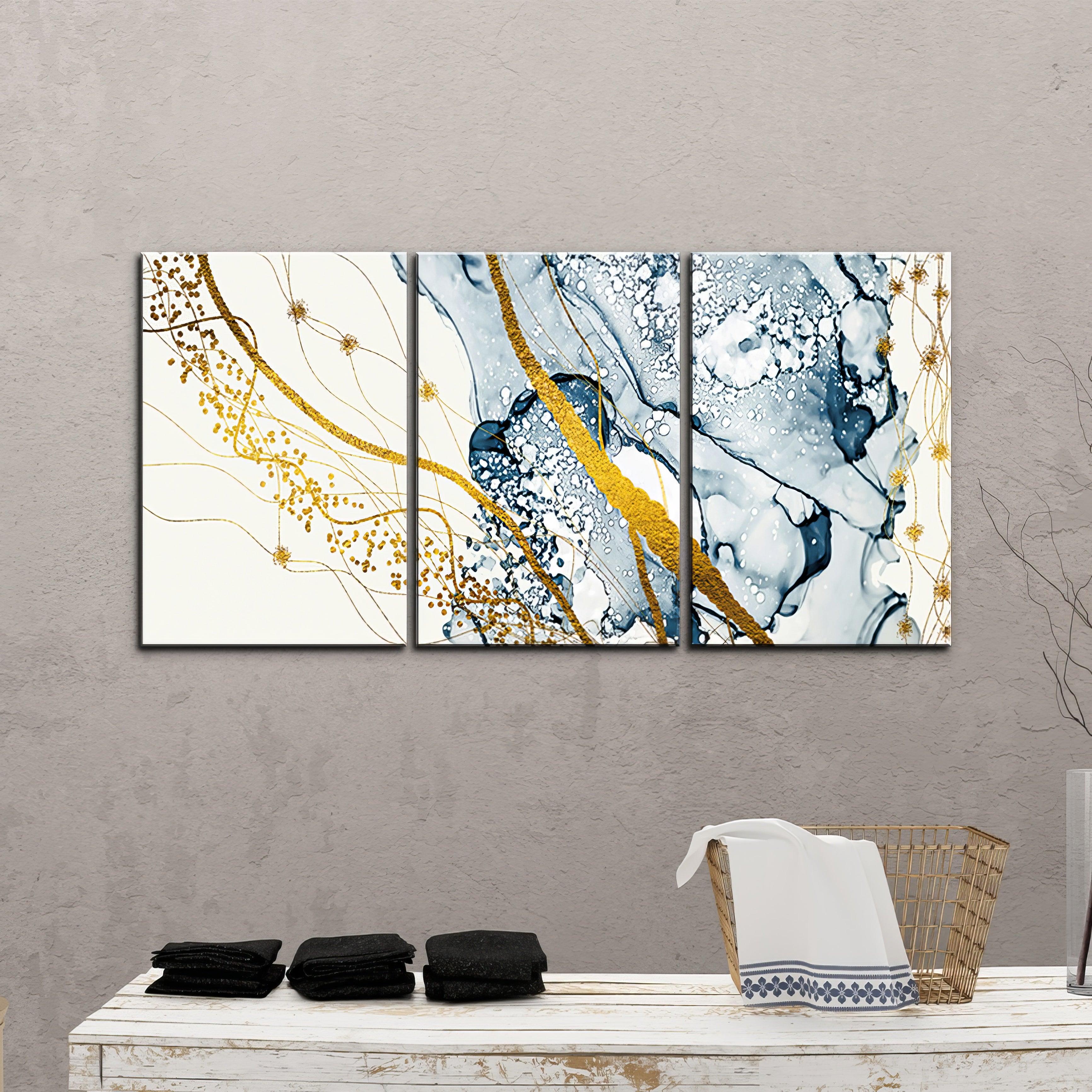 Gilded Marbled Elegance - 3Panel.