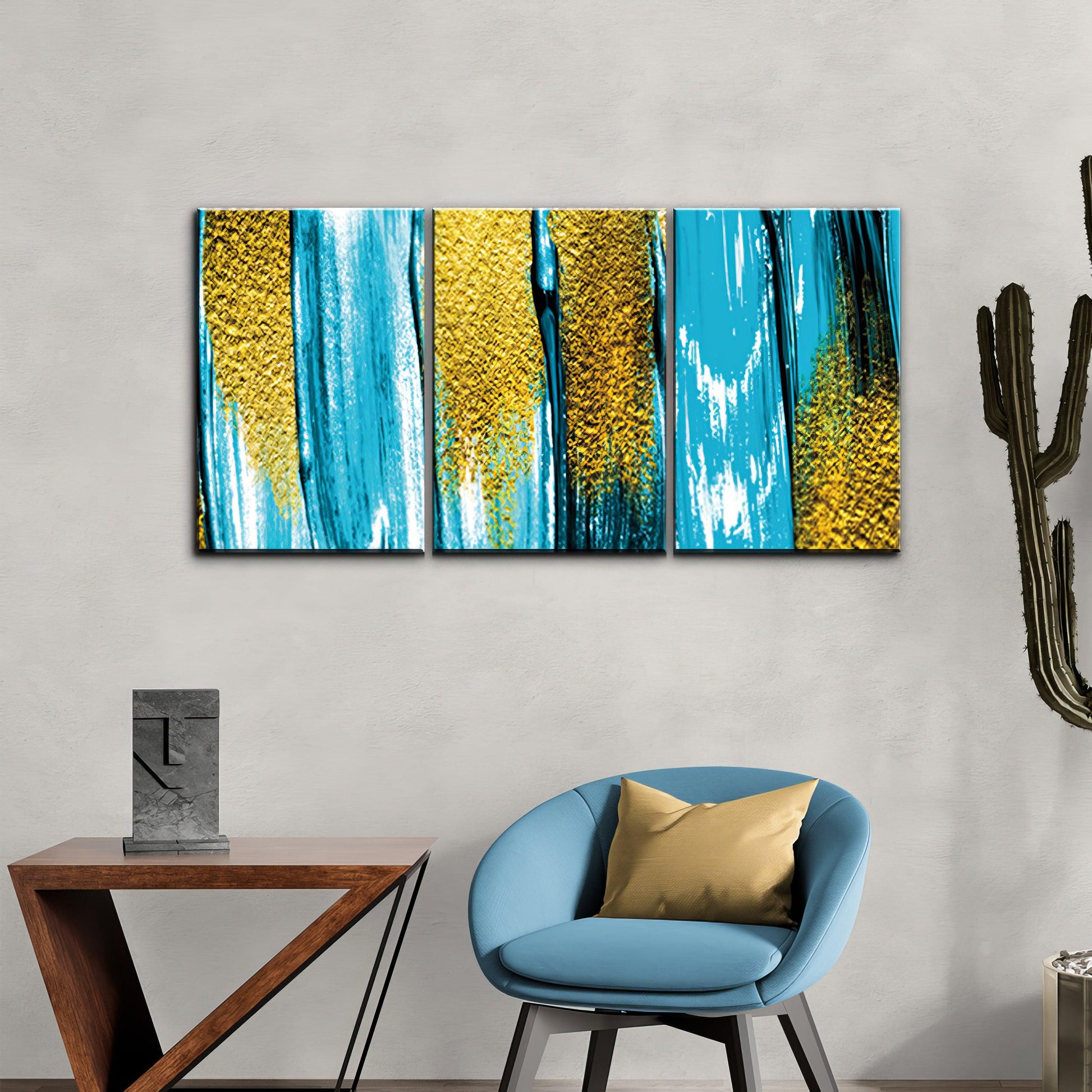 Golden Cascade Triptych - 3panel.