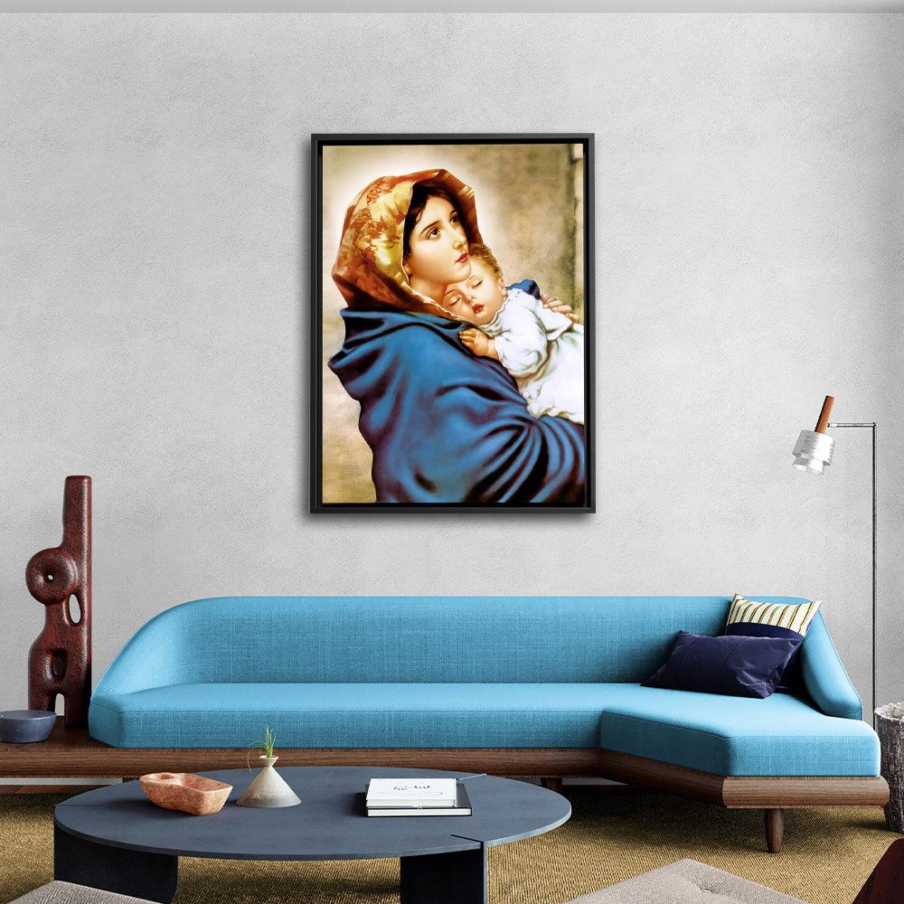 Mother Mary & Baby Jesus - Framed - PixMagic