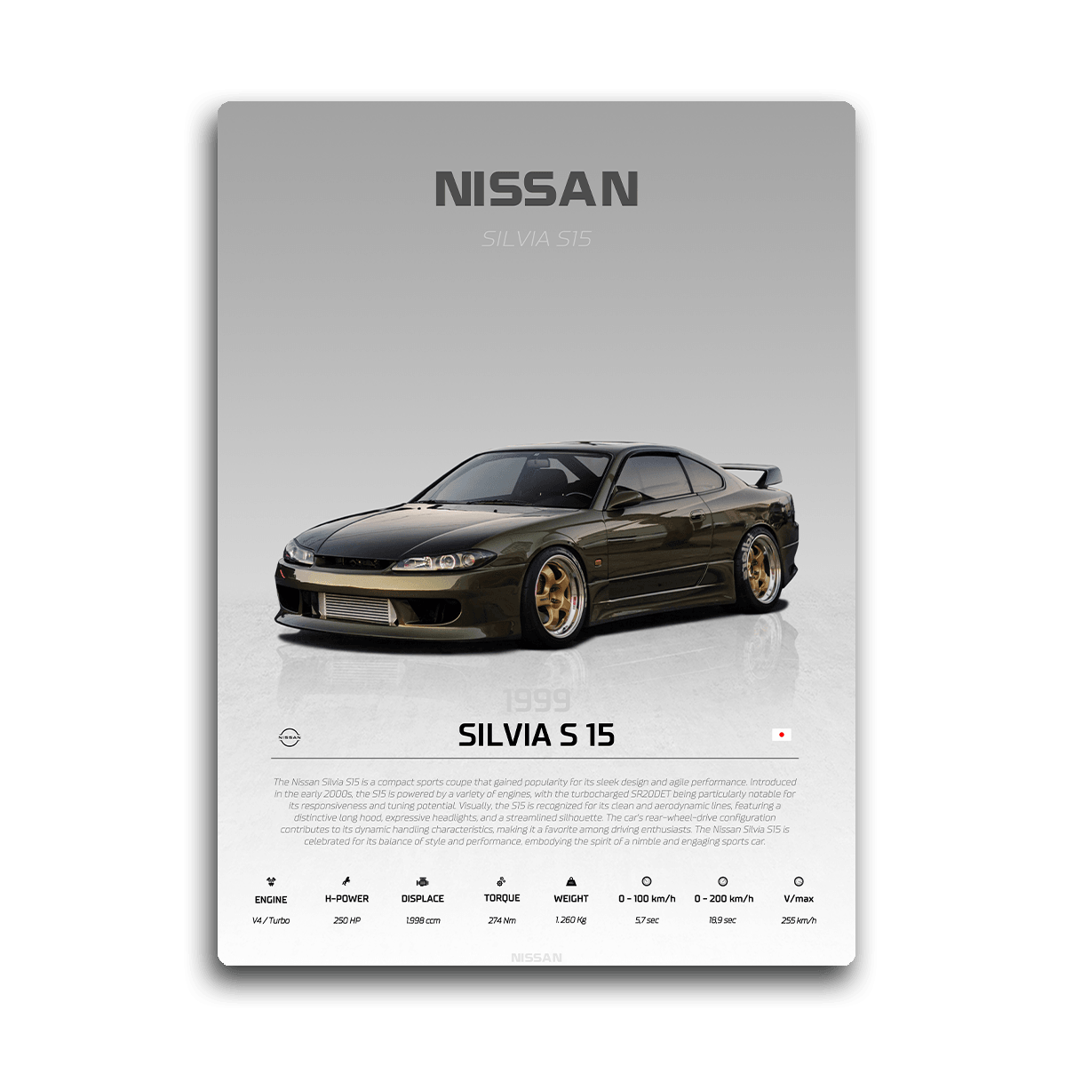 Nissan Silvia S15 - HD Metal Print - PixMagic