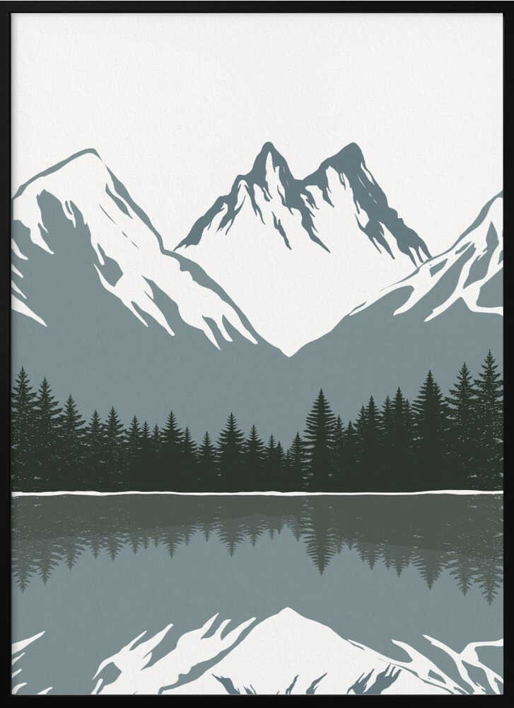 Alpine Reflection Minimalist Metal Wall Art