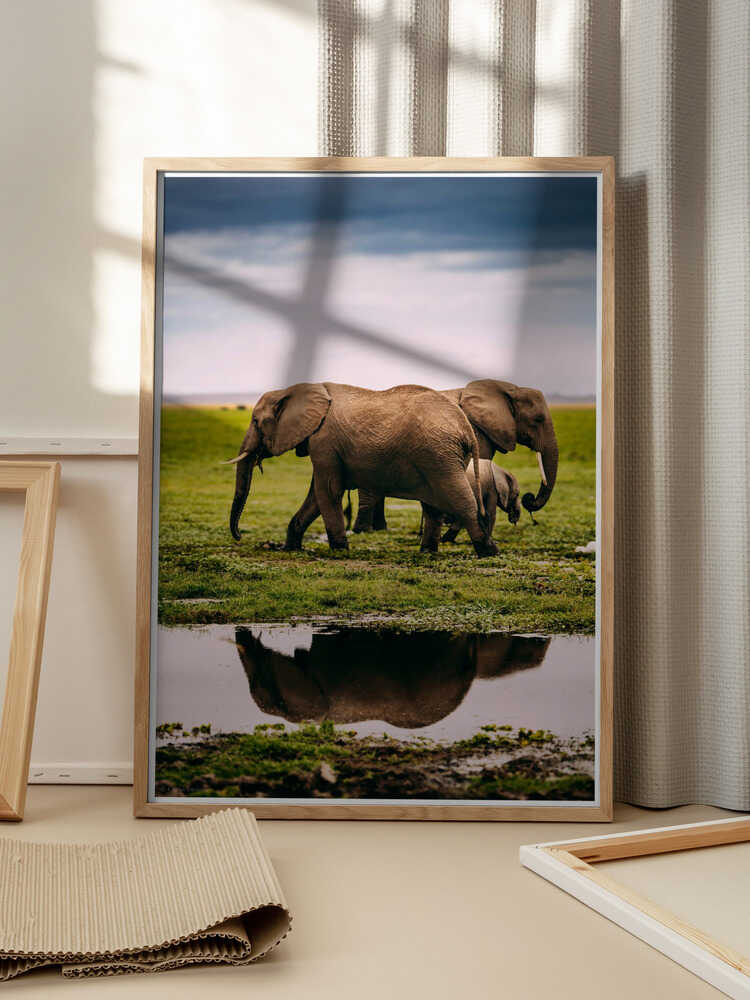 Elephant Family Journey Metal Wall Art