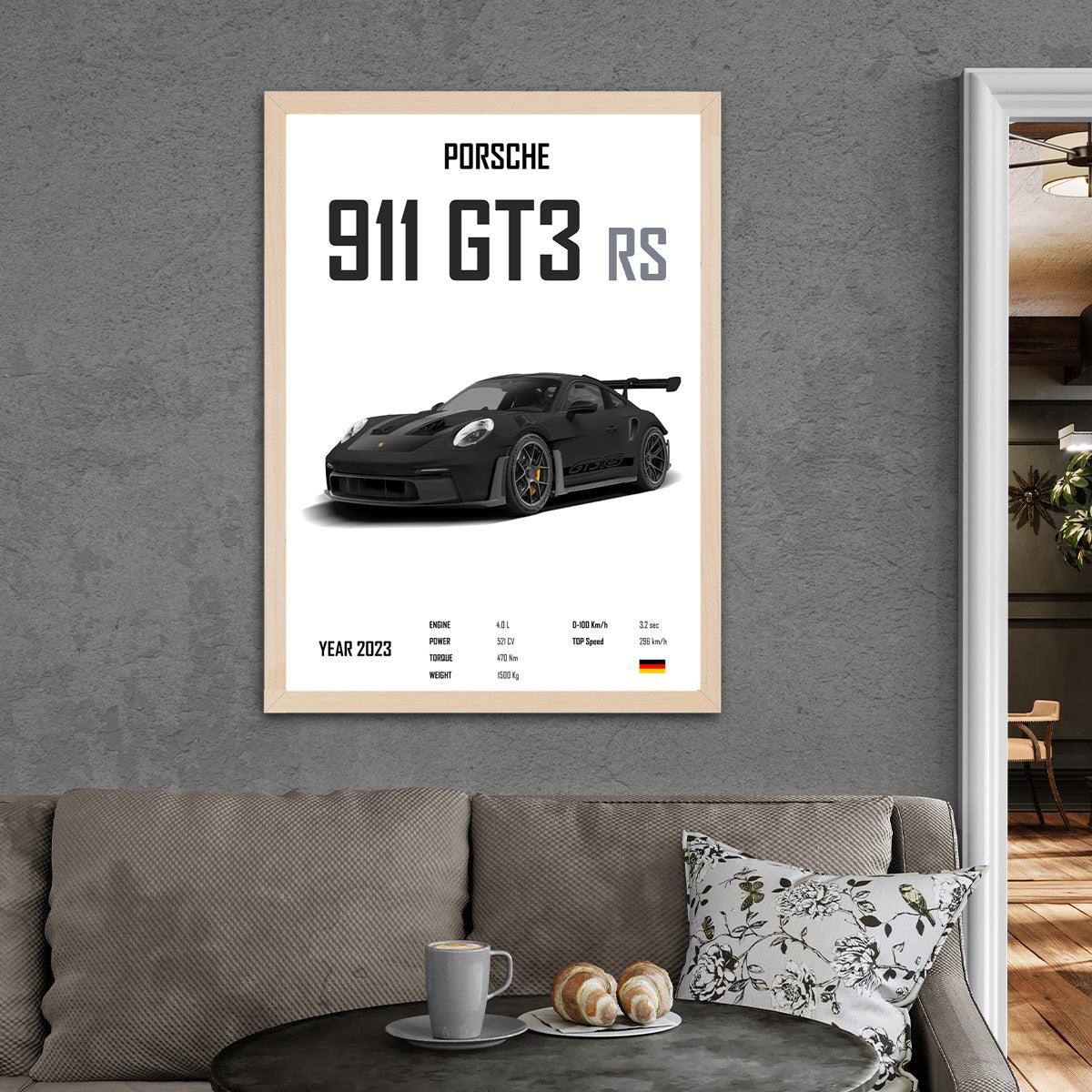 Porsche 911 GT3 RS Black- HD Metal Print - PixMagic