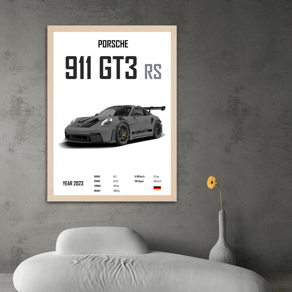 Porsche 911 GT3 RS Grey - HD Metal Print - PixMagic