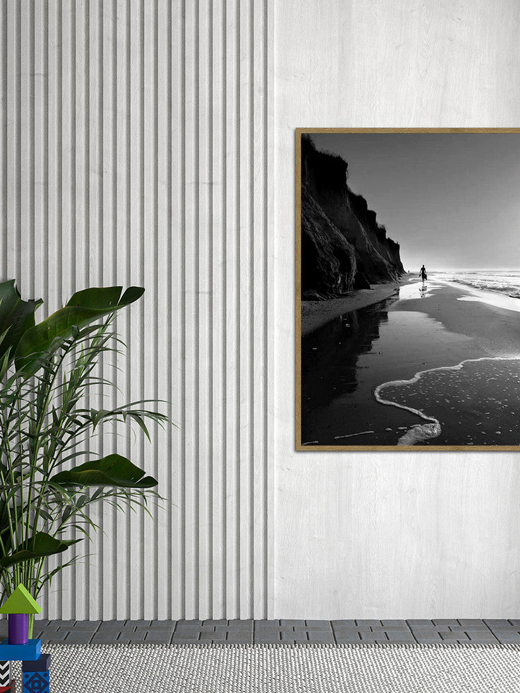 “Walk of Stillness” – Monochrome Beach  Metal Wall Art