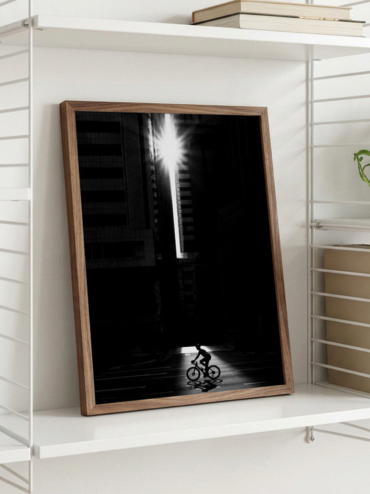 Urban Light Cyclist Black and White Metal Wall Art