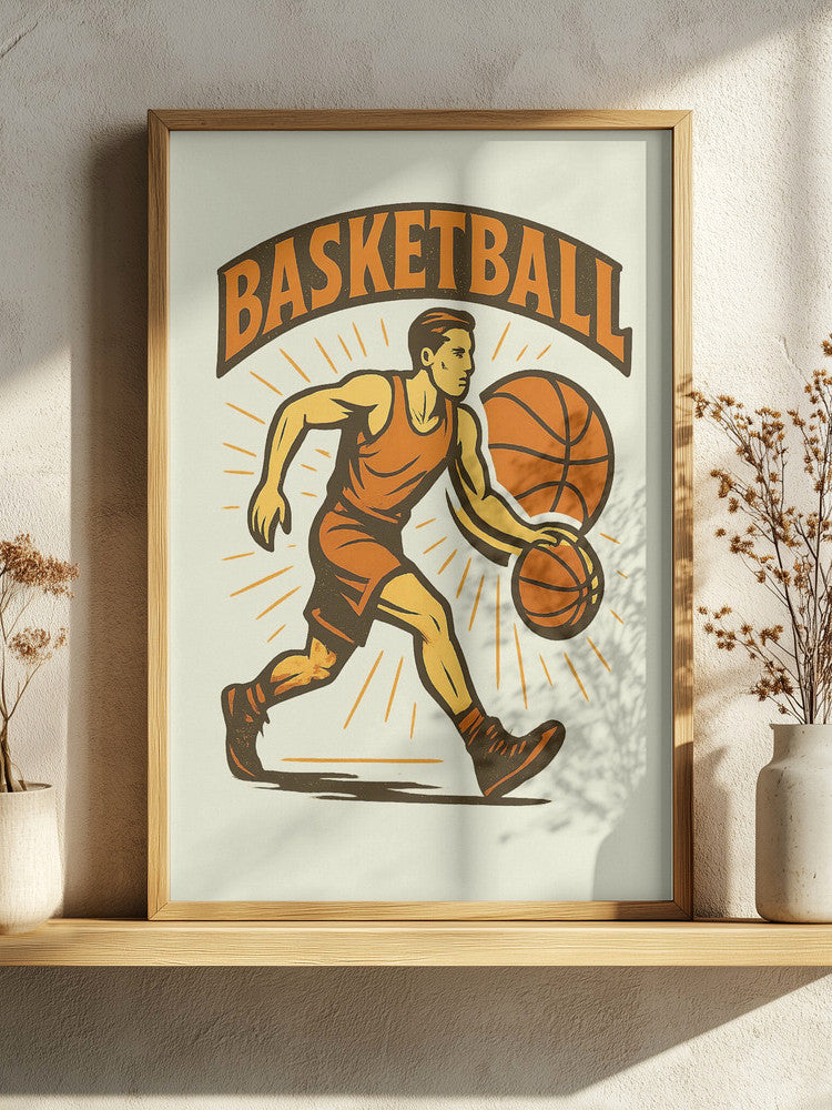 Vintage Court Legend Basketball Metal Wall Art