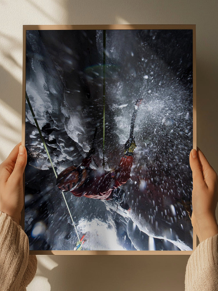 Frozen Ascent Ice Climber Metal Wall Art