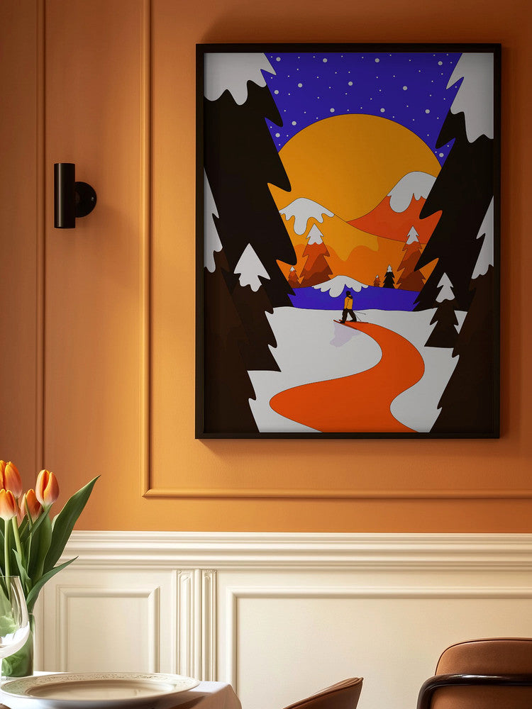 Sunset Ski Adventure Metal Wall Art