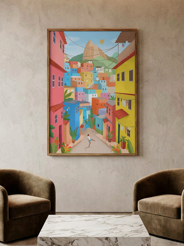 Vibrant Hillside Village Metal Wall Art