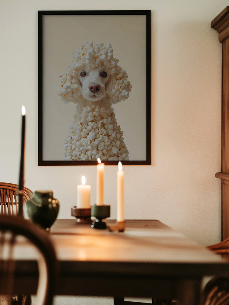 "Popcorn Poodle: Cute Animal Wall Art Print on Metal"