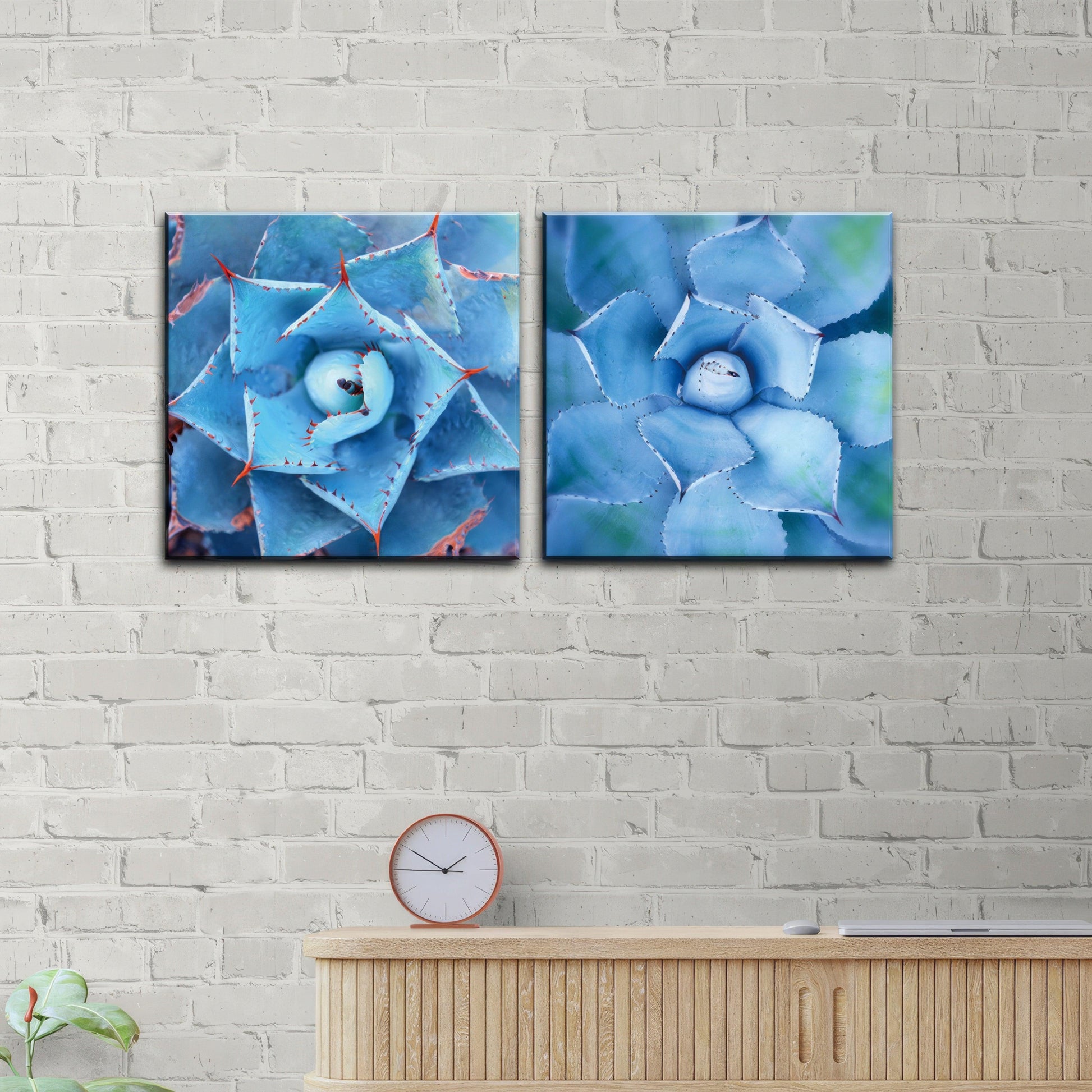 Sapphire Agave Whorls Duo- 2Panel.