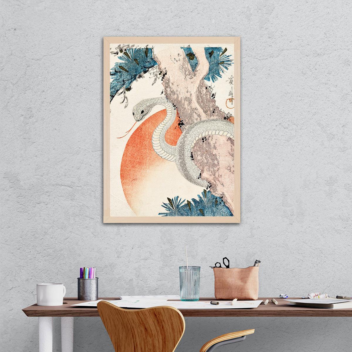 Serene Serpent - Mythical Ukiyo-e - PixMagic