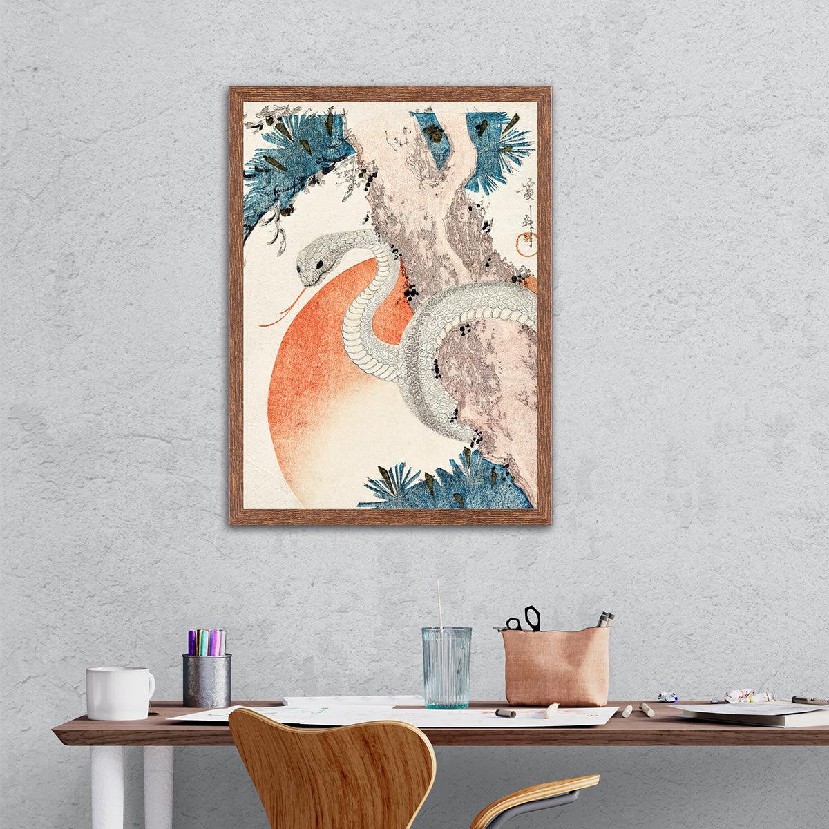Serene Serpent - Mythical Ukiyo-e - PixMagic