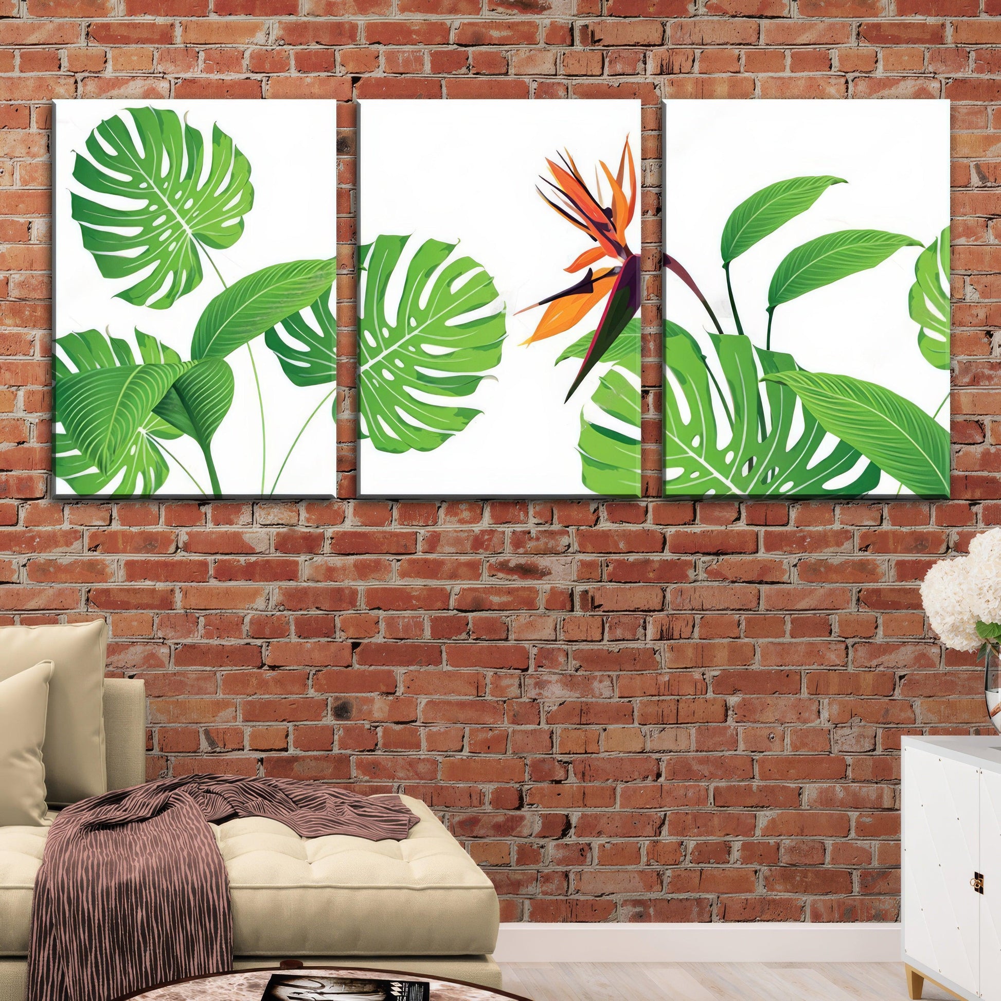 Verdant Leaves Triptych - 3panel - PixMagic