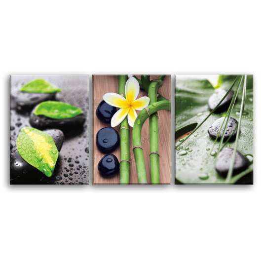 Zen Stone Leaves - 3panel - PixMagic